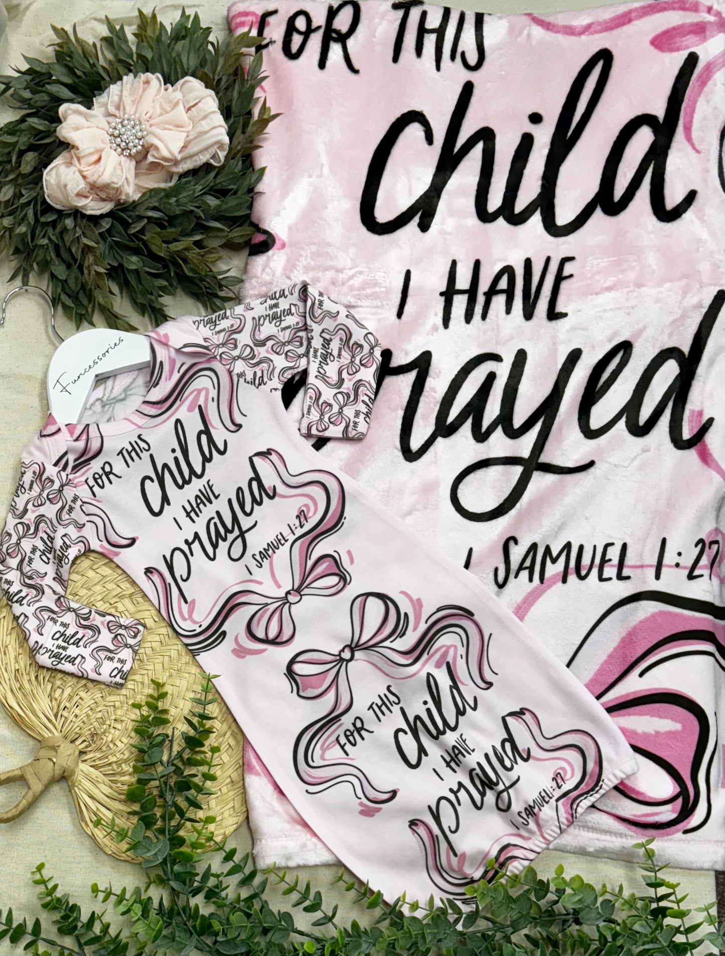 "For this Child, I have Prayed" with Bows Set